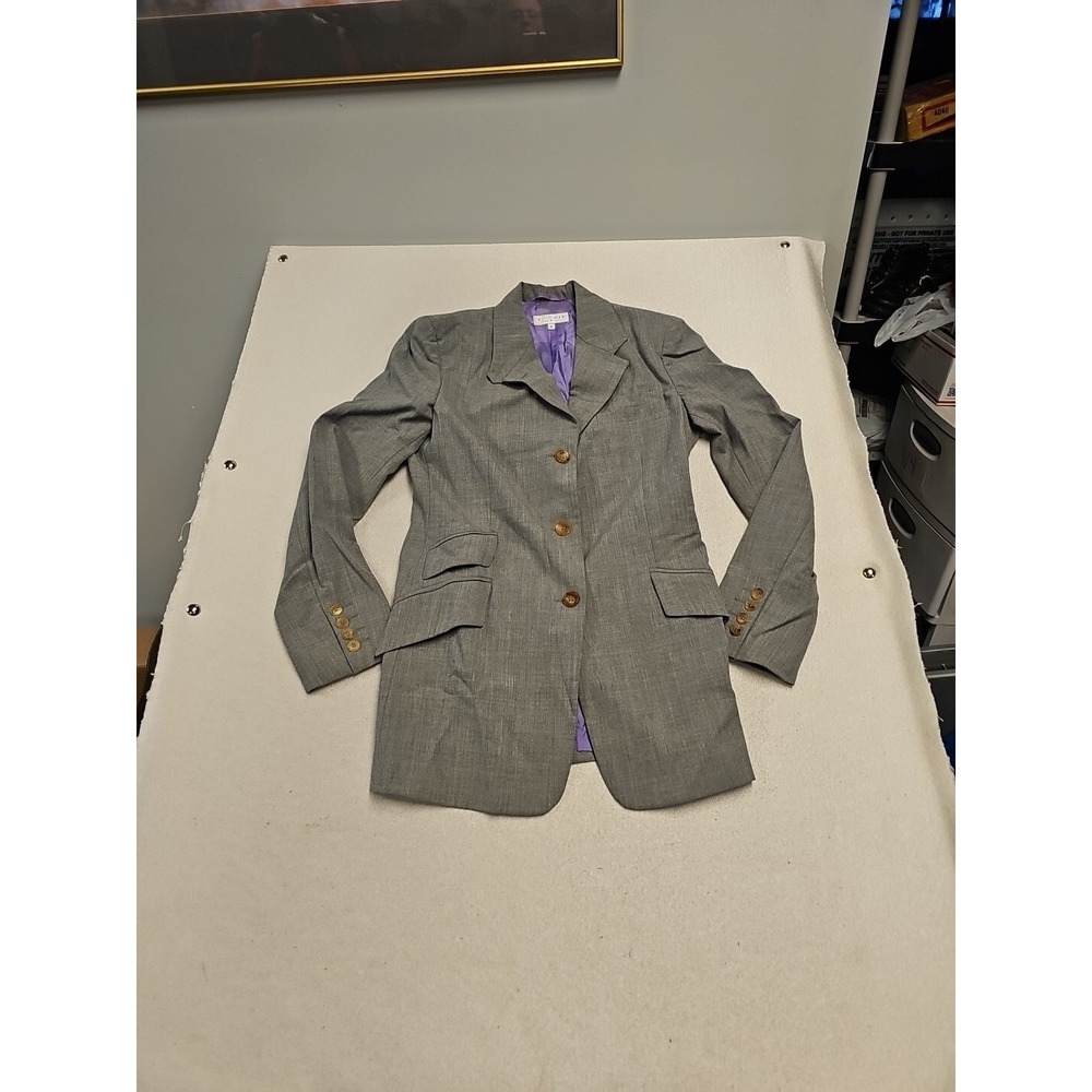 Tommy Hilfiger Womens 8  Schoolboy Gold Buttons Gray Office Career Blazer Jacket